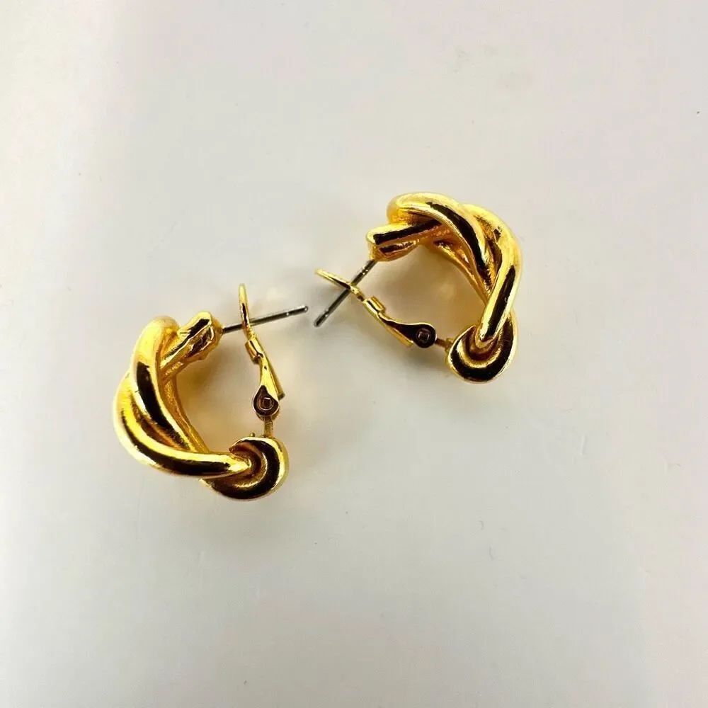 Gold tone half hoop post earrings